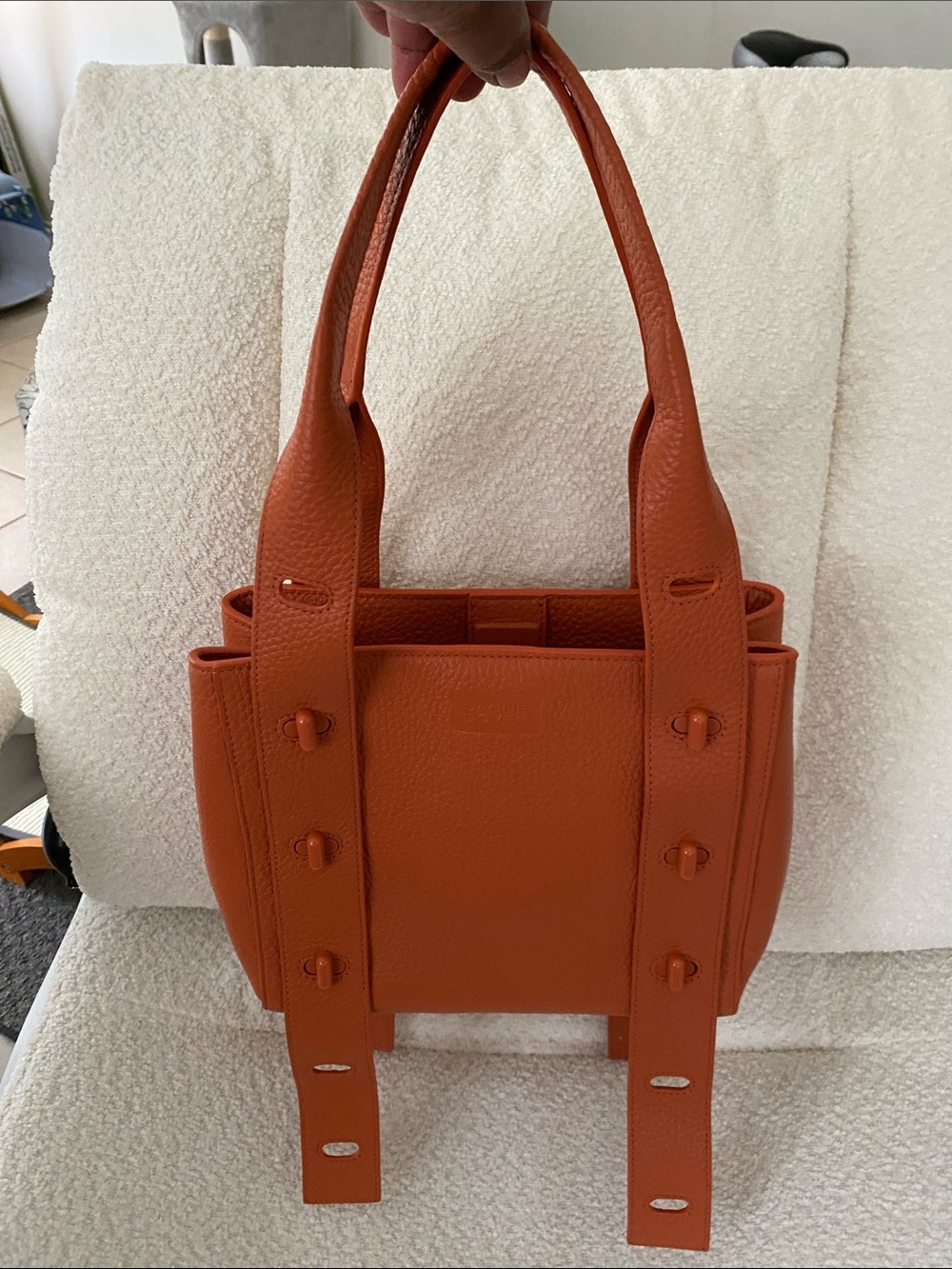 Dagne Dover Tokyo Turnlock Pebble Leather Tote In Vitamin C